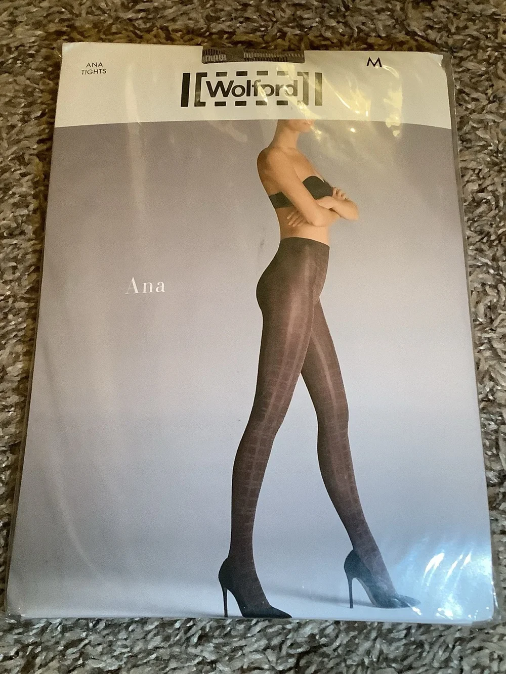 Wolford Ana tights, glittering checked pattern, color copper/check, size: M
